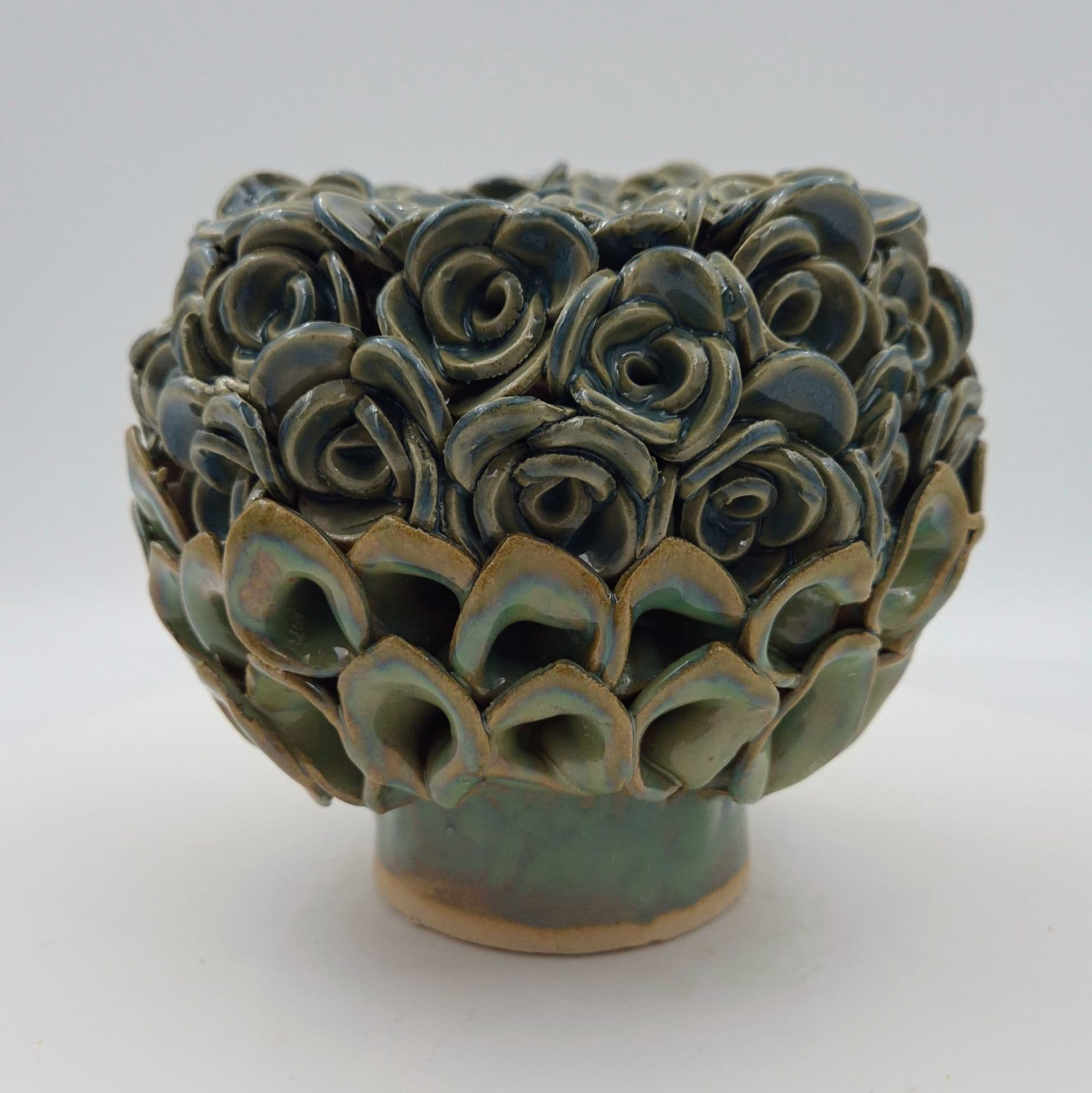 Hortensia knop – grøn glasur - medie 1