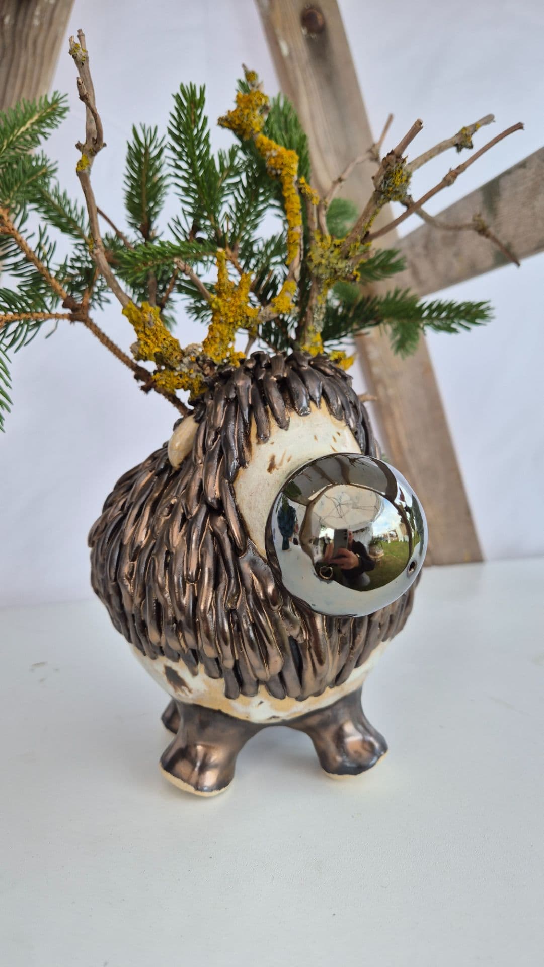 Rensdyr hvidt og brunt - 14 cm - medie 2