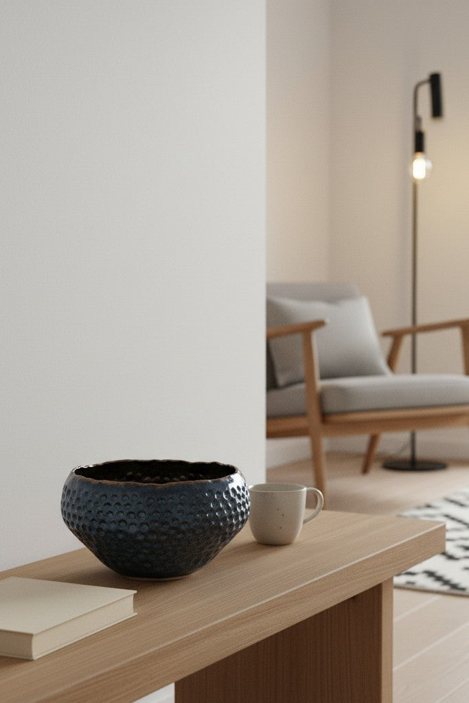 Stor håndlavet stentøjsskål / fad