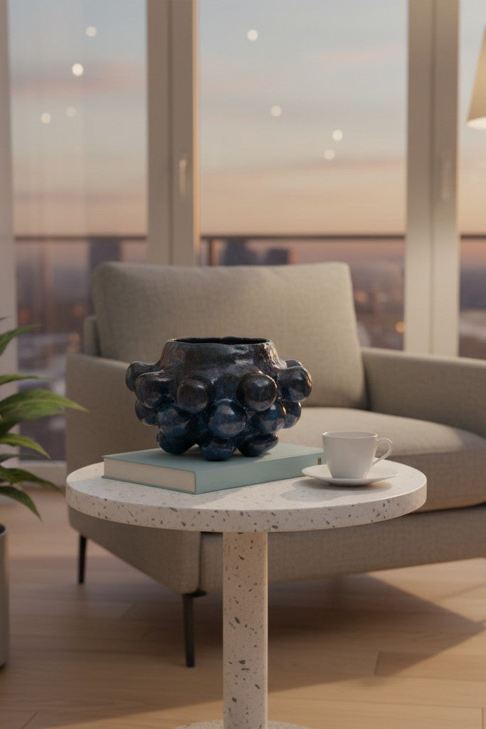 Stentøjsskål med organisk boblestruktur