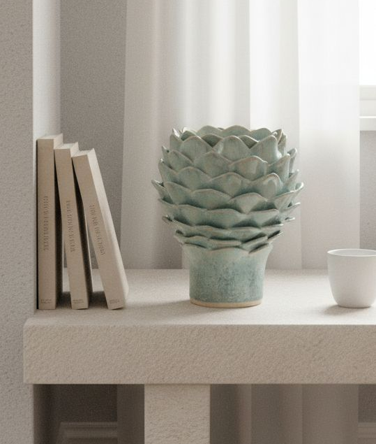 Lille lyseblå koglevase