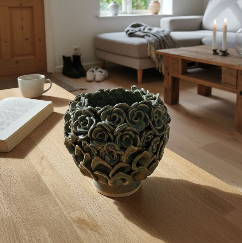 Hortensia knop – grøn glasur