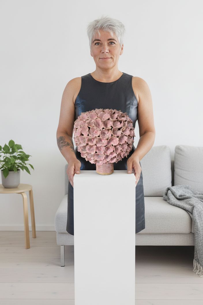 Stor lyserød allium vase 