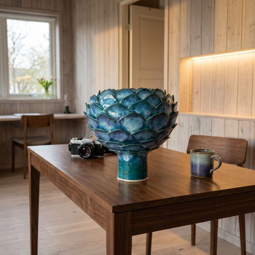 Blå koglevase - oval