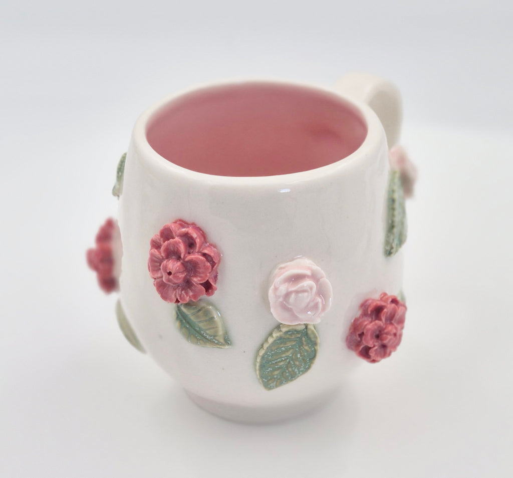 Blomsterkop i porcelænsler - Lyserøde roser