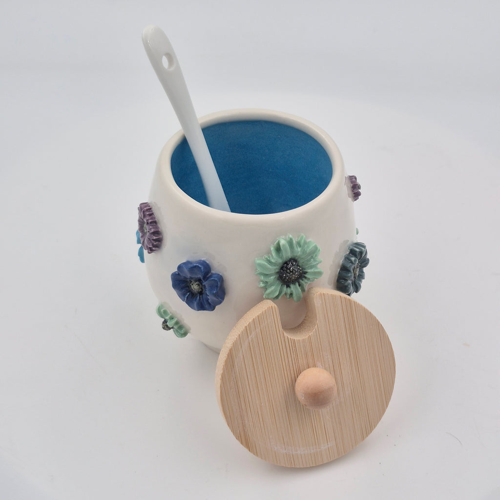 Sukkerskål i porcelænsler - Blå