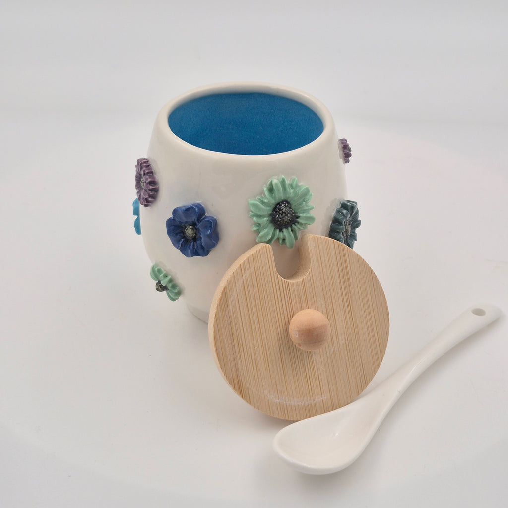 Sukkerskål i porcelænsler - Blå