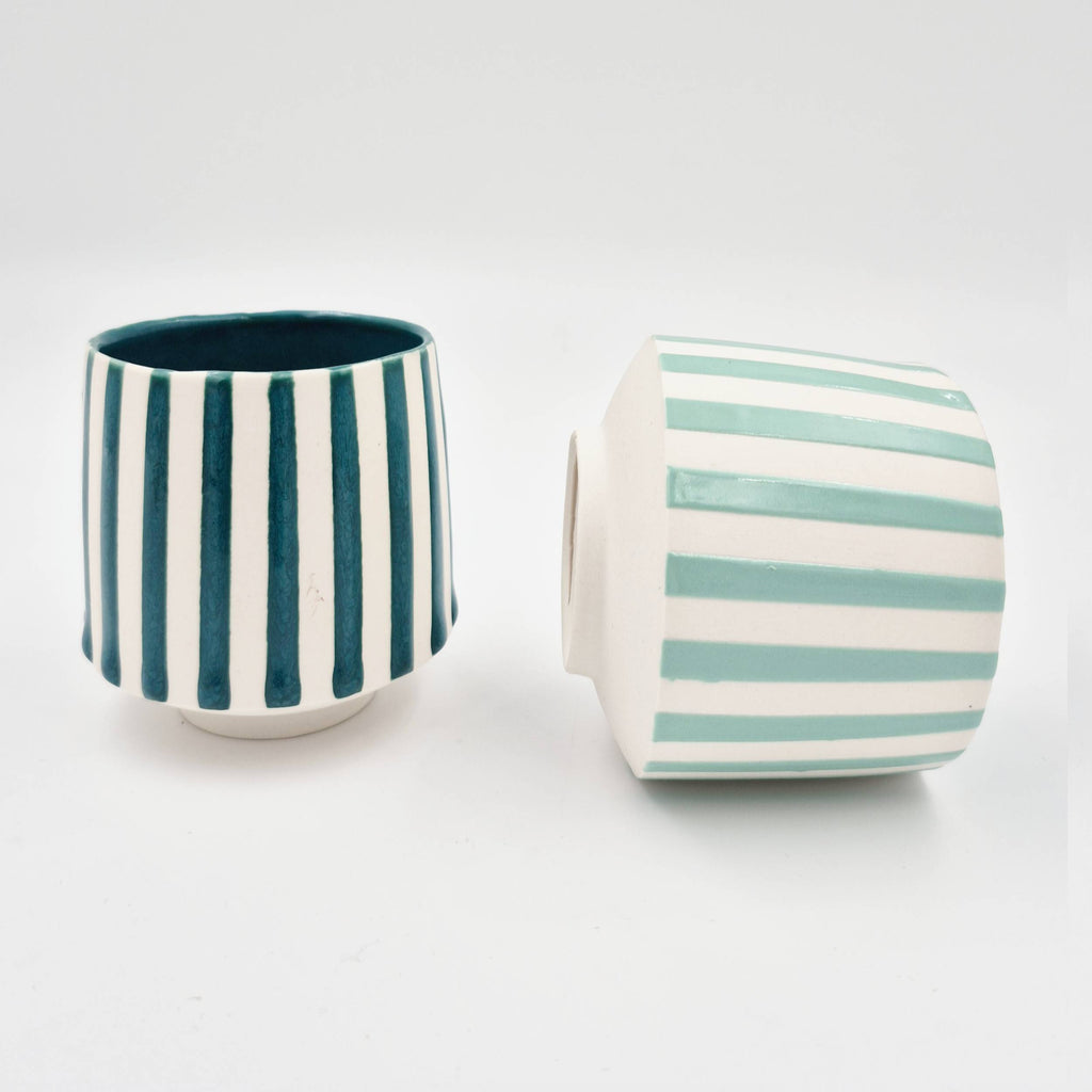 Porcelænskop med Striber (2,5 dl, Højde 8 cm)